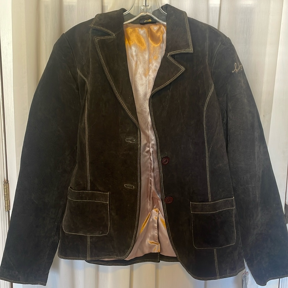 NWT Hurley Brown Suede Leather Jacket